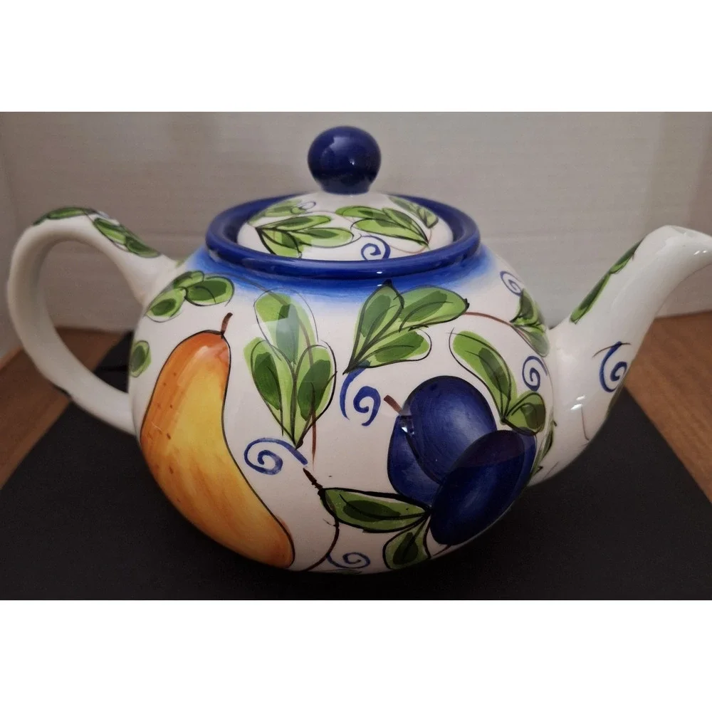 Zrike Amalfi Hand Painted Fruit Teapot Italian Style 5 Cup